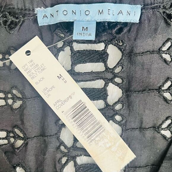 Antonio Melani Womens Black V-Neck Eyelet Lace Embroidered Cover Ups Medium NWT - Picture 10 of 10